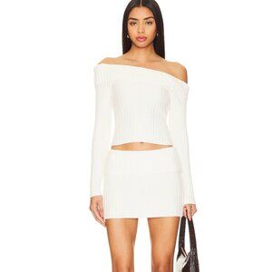 NEW superdown Ava Mini Skirt in Cream White Knit